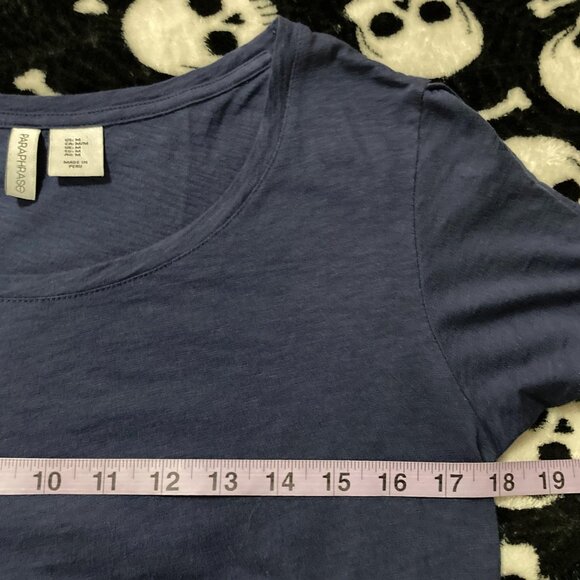 PHARAPHRASE Heathered dark blue peak-a-boo cutout sleeve t-shirt SMALL MEDIUM - Picture 8 of 15